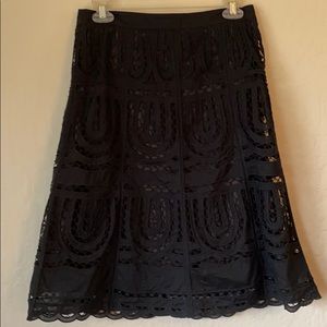 Unique embroidery over sheer Ann Taylor skirt blk